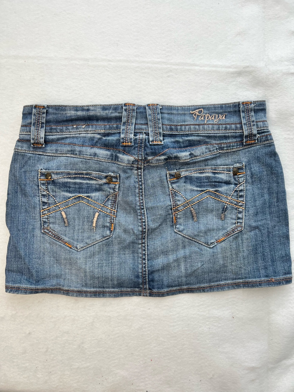 Papaya Y2K Denim Mini Skirt Light Wash Blue 5 Pocket Size S - Picture 5 of 7